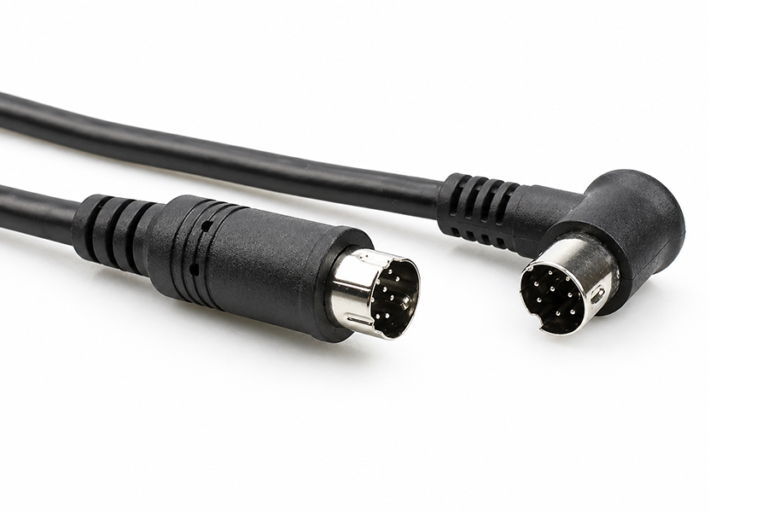 Custom 8-Pin Mini-DIN Straight to 90-Degree Right Angle Cable