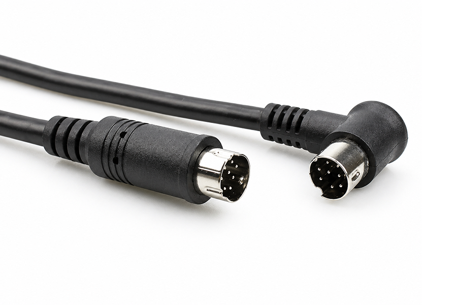 Custom 8-Pin Mini-DIN Straight to 90-Degree Right Angle Cable