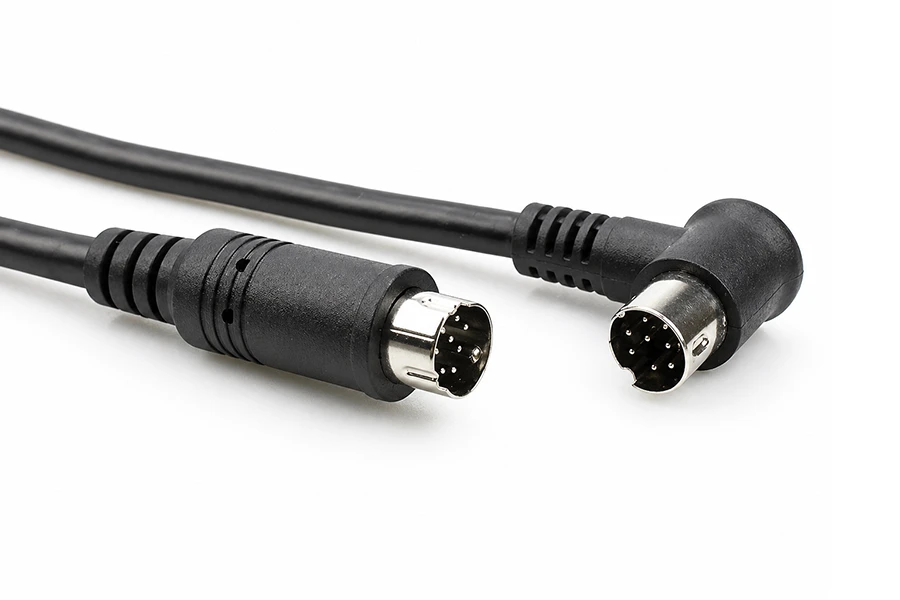 Custom 8-Pin Mini-DIN Straight to 90-Degree Right Angle Cable