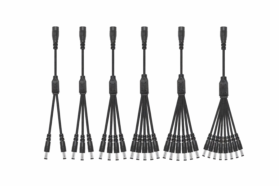 DC Power Splitter Cable (1 Female to 2/3/4/8 Male, 5.5×2.1mm)