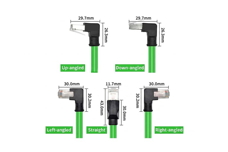 Industrial Cat6 S/FTP Ethernet RJ45 Angle overmold Cable