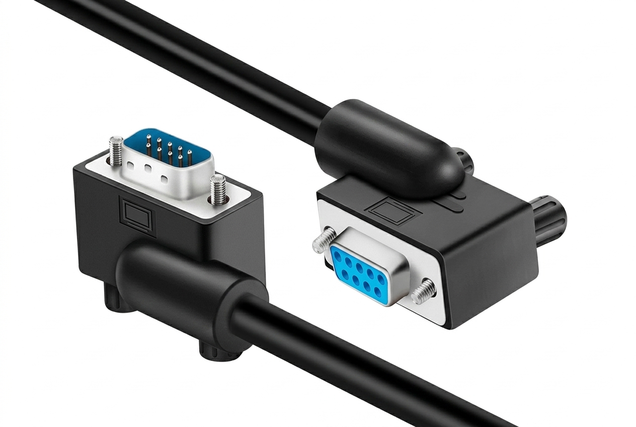 Custom DB9 RS232 Serial Data Cable (Straight & 90-Degree Angled)