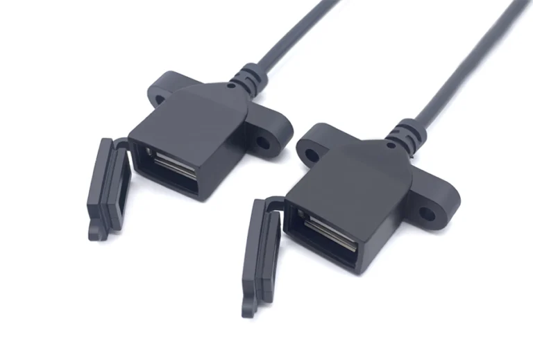 USB 2.0 Type-A Female Panel Mount Cable with Waterproof Cap