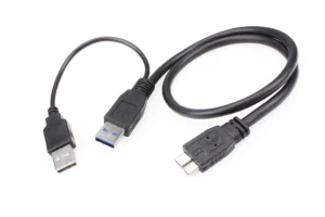 USB 3.0 Micro-B to Dual USB-A Y-Cable with Auxiliary Power