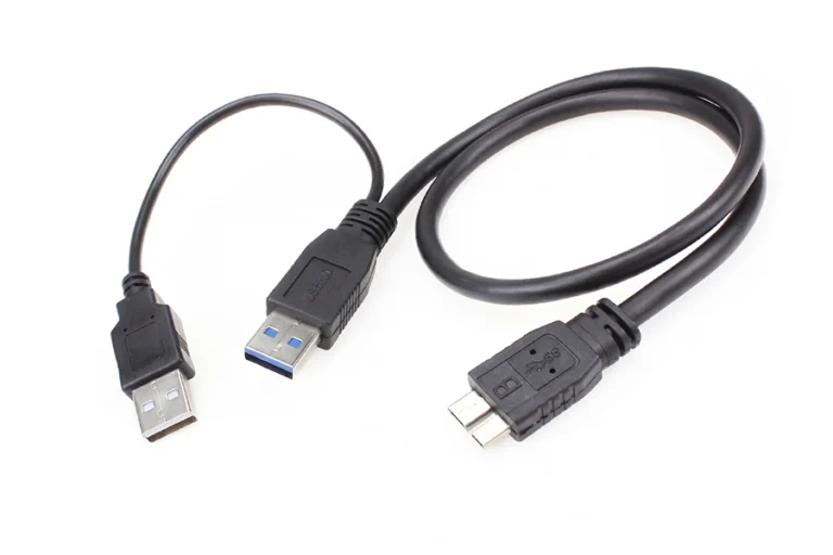USB 3.0 Micro-B to Dual USB-A Y-Cable with Auxiliary Power
