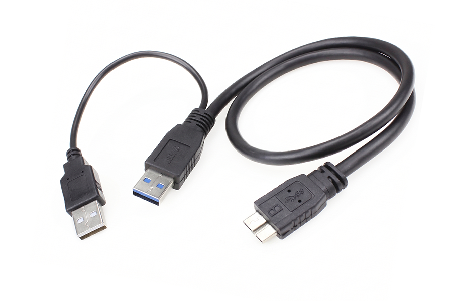 USB 3.0 Micro-B to Dual USB-A Y-Cable with Auxiliary Power