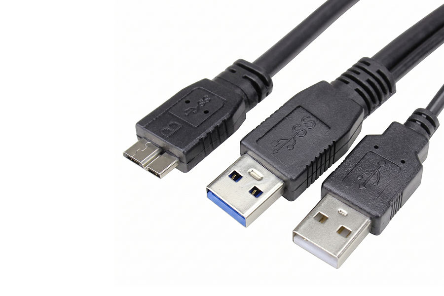 USB 3.0 Micro-B to Dual USB-A Y-Cable with Auxiliary Power - Image 2