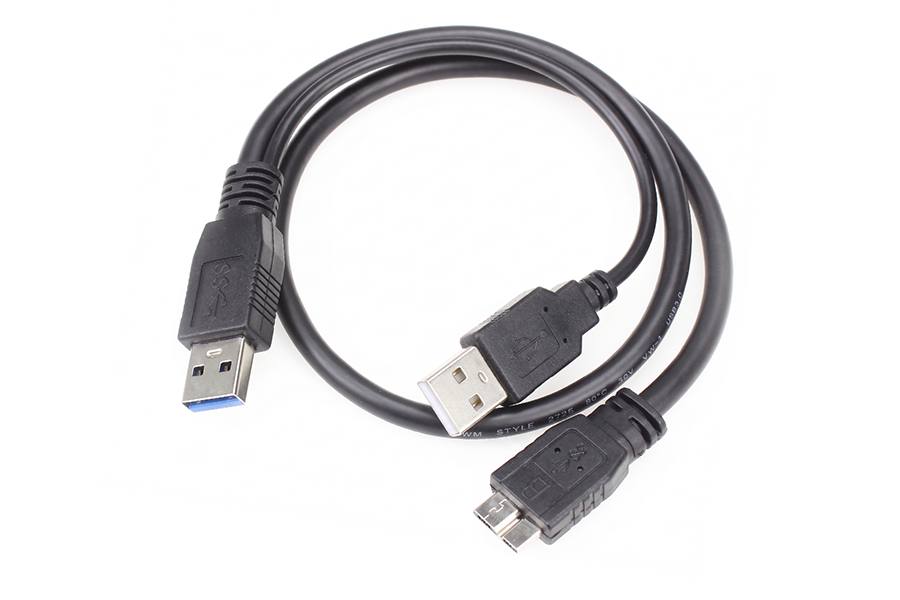 USB 3.0 Micro-B to Dual USB-A Y-Cable with Auxiliary Power - Image 3