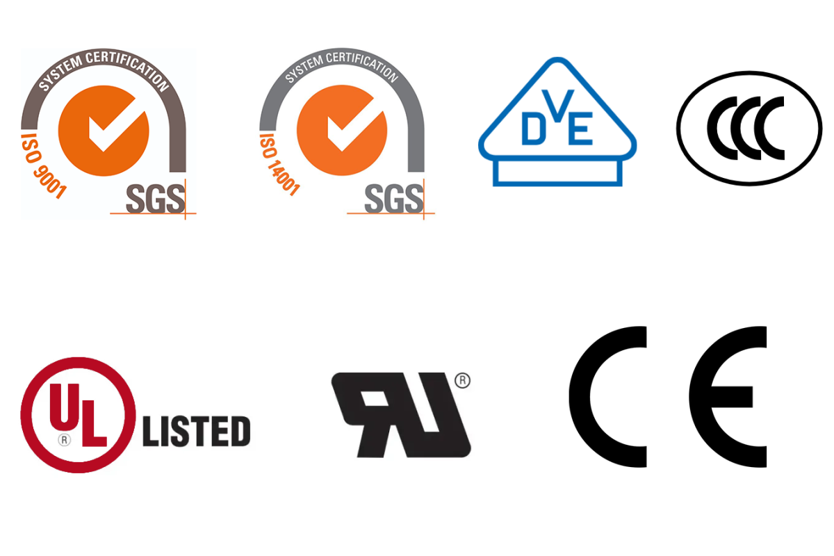UL VDE CE CCC ISO9001 ISO14001